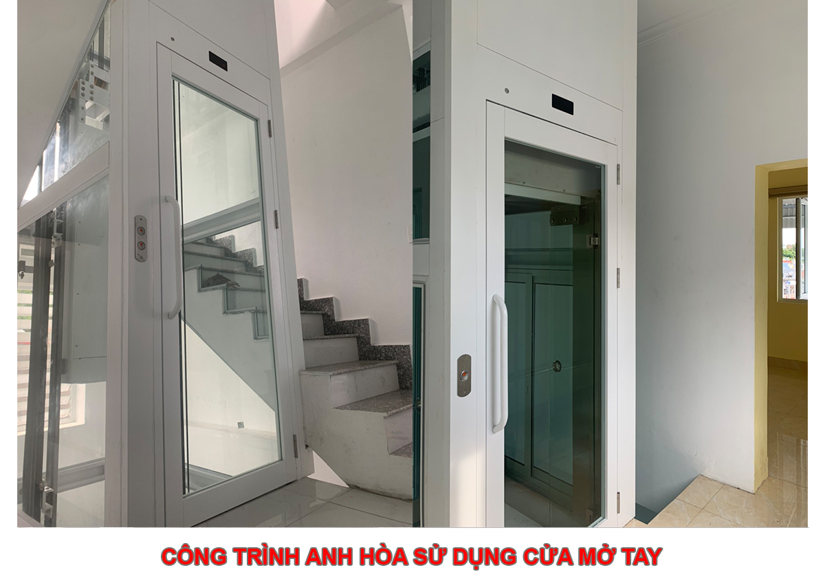 BÀN GIAO THANG MÁY CÔNG TRÌNH ANH HÒA SỬ DỤNG CỬA MỞ TAY